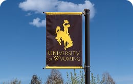 A flag for the University of Wyoming in Laramie